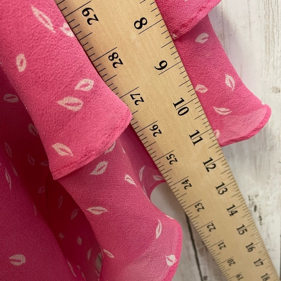 Chadwick’s Pink Sleeveless Dress with Leaf Pattern size 4, 100% silk shell - Picture 7 of 9